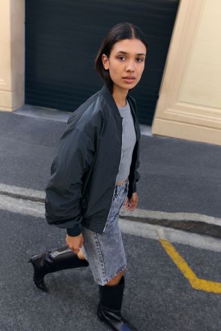 WAXED CRINCKLE JACKET BOMBER
