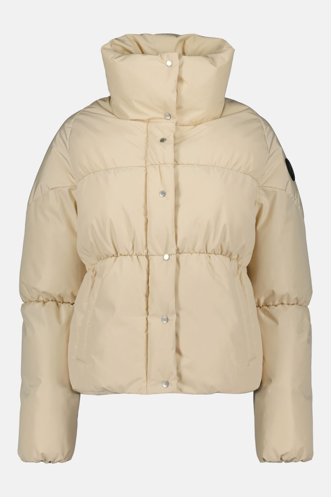 Beige puffer jacket with sale hood